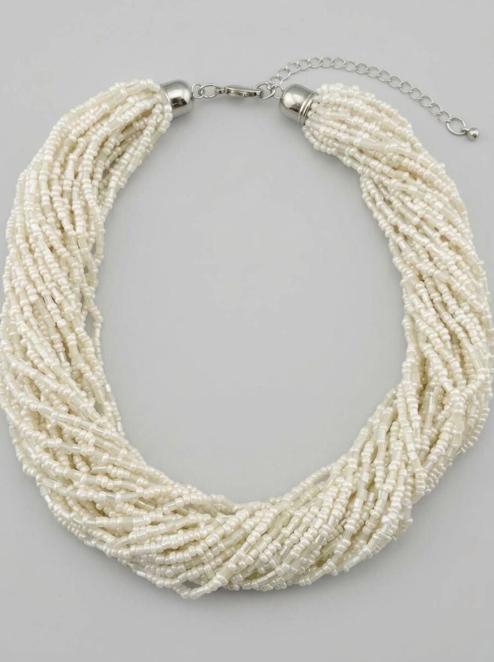 🔸️NWT Ivory Beaded Multi Strand Statement Necklace